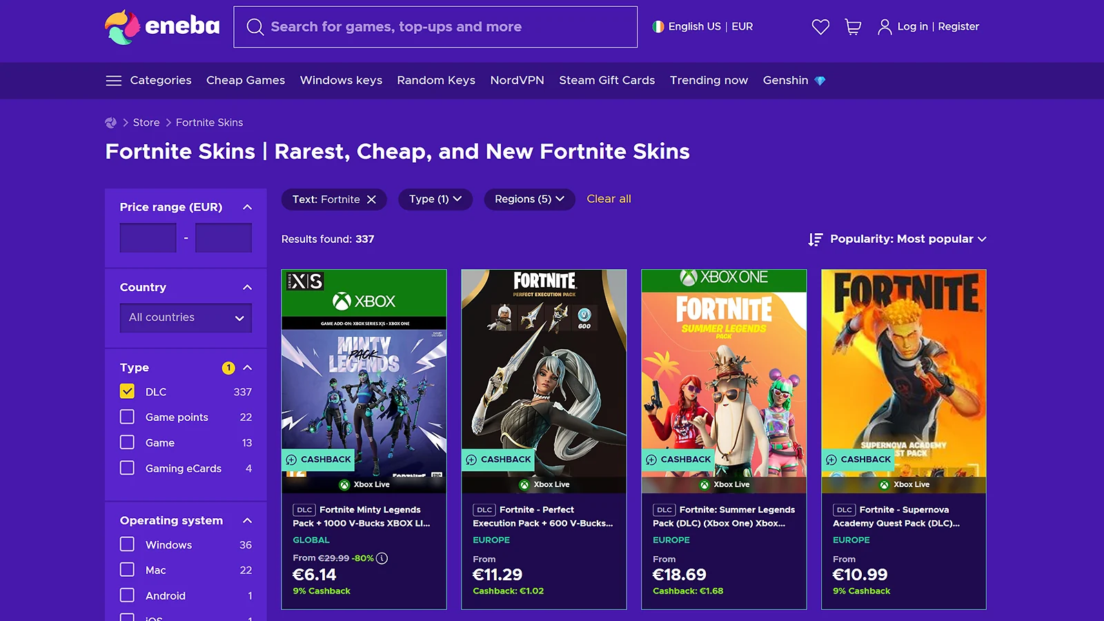 Fortnite skins on Eneba