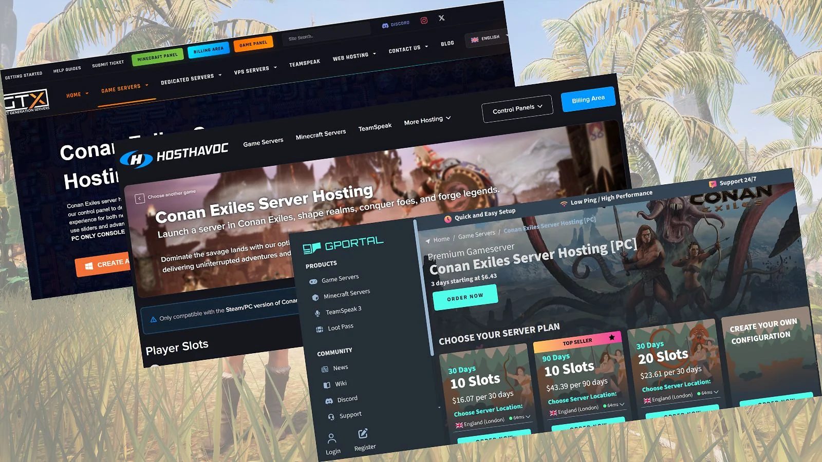 Vergleich der Funktionen beim Server-Hosting für „Conan Exiles“