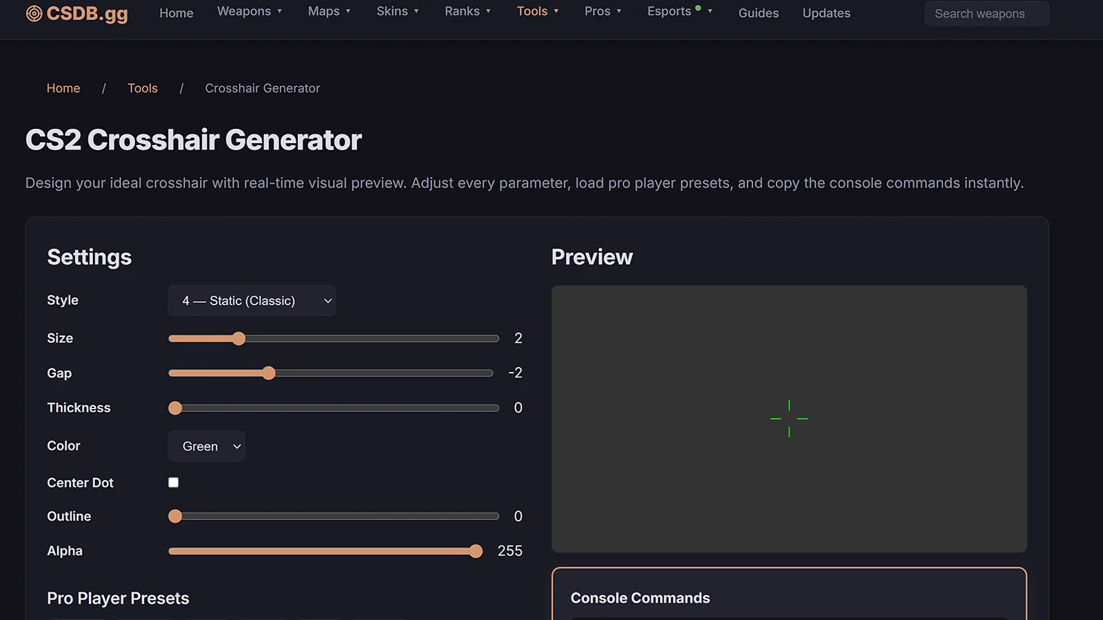 CSDB.gg CS2 Crosshair Generator