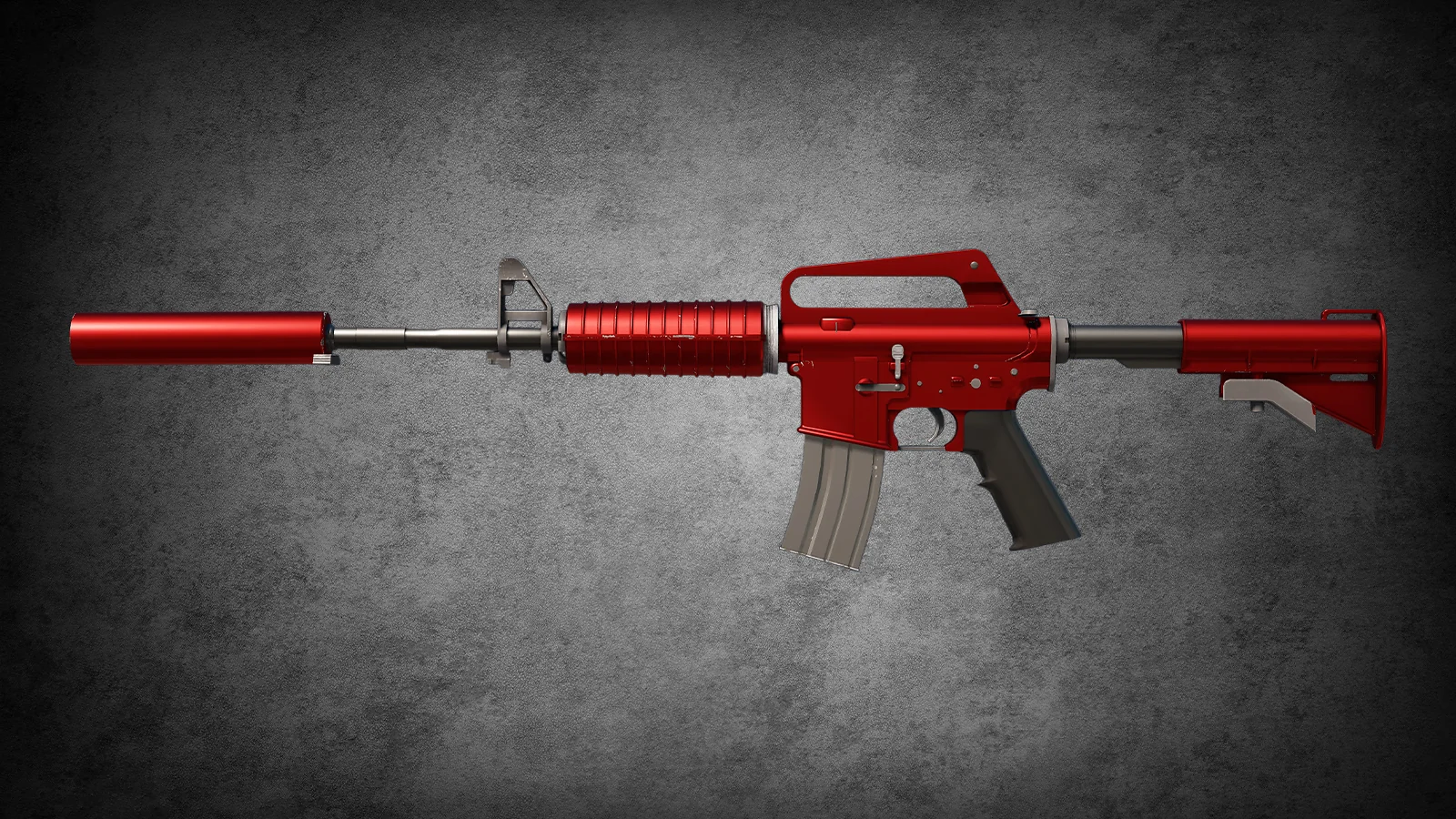 CS2 M4A1-S Hot Rod skin with a sleek, chrome-like metallic red finish