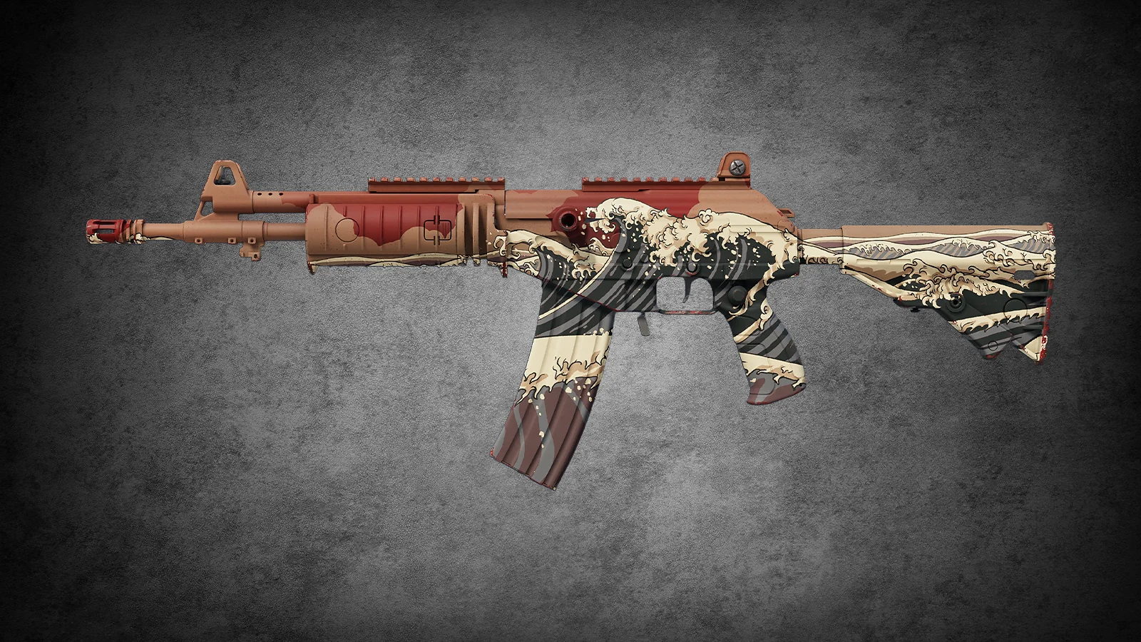 CS2 anime skin - Galil AR Crimson Tsunami with traditional wave art