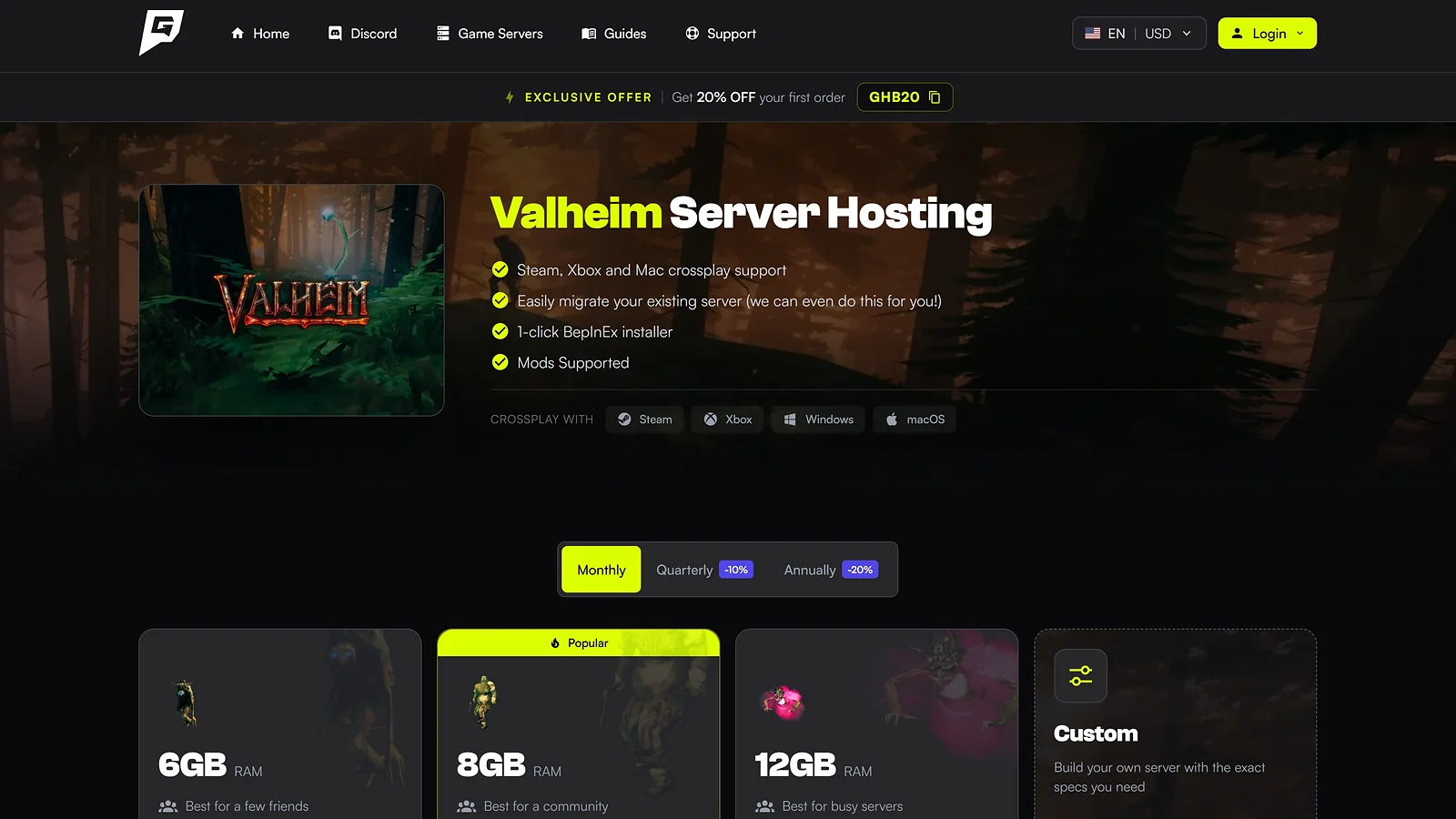 Game Host Bros: Valheim Server Hosting with Steam, Xbox, and Mac crossplay support