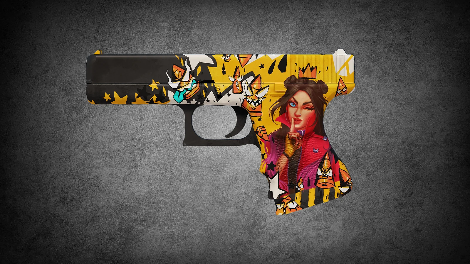 CS2 anime skin - Glock-18 Bullet Queen with an anime girl and stylized bullets