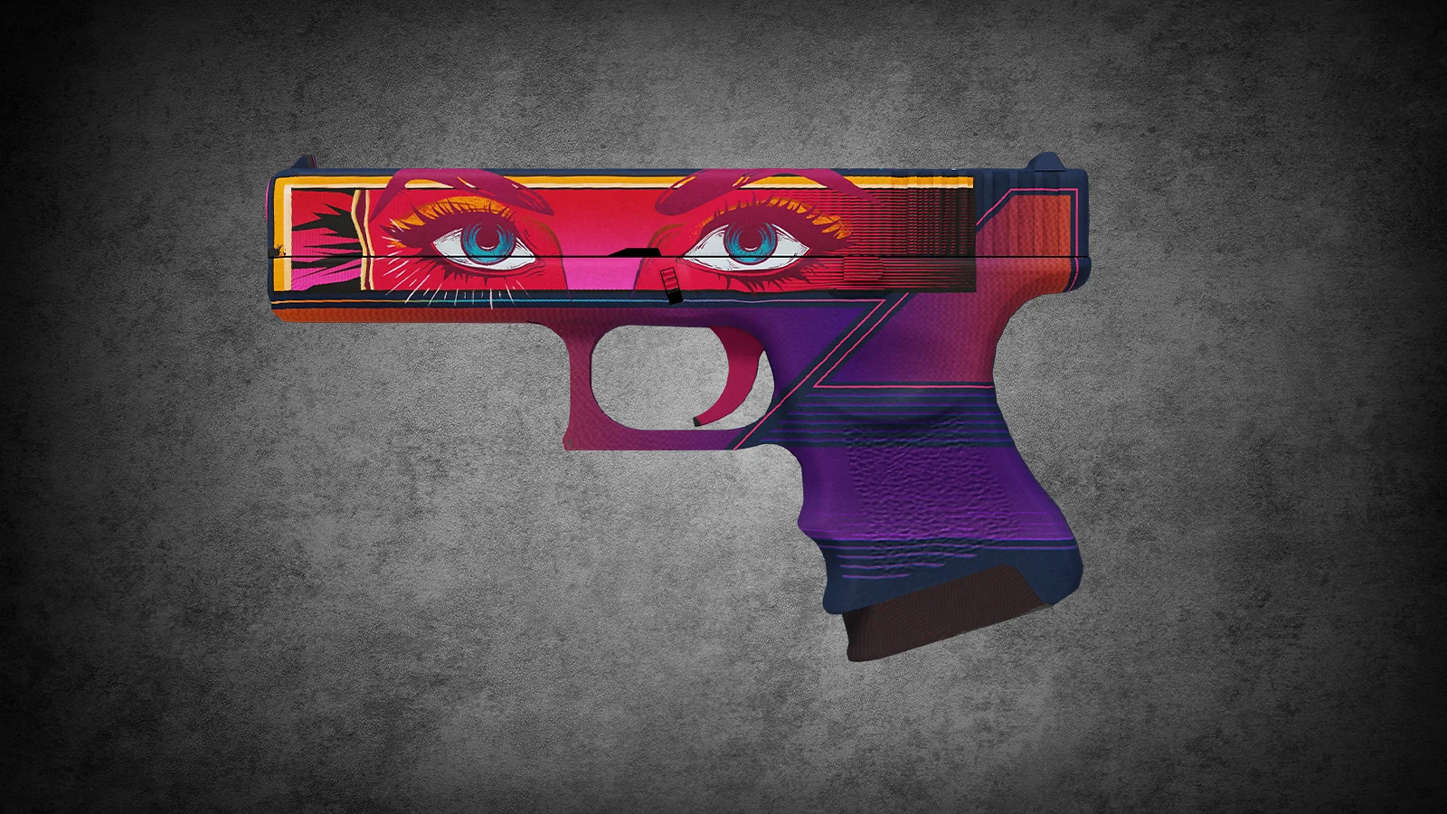 CS2 anime skin - Glock-18 Vogue featuring pop-art eyes and purple gradients