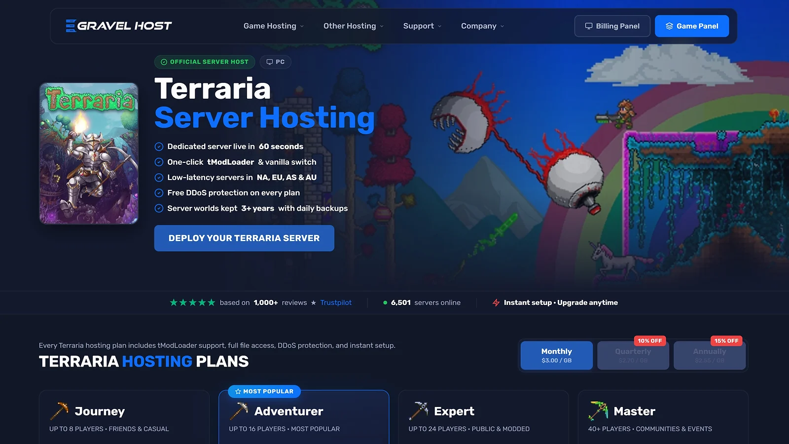 gravelhost best terraria server hosting