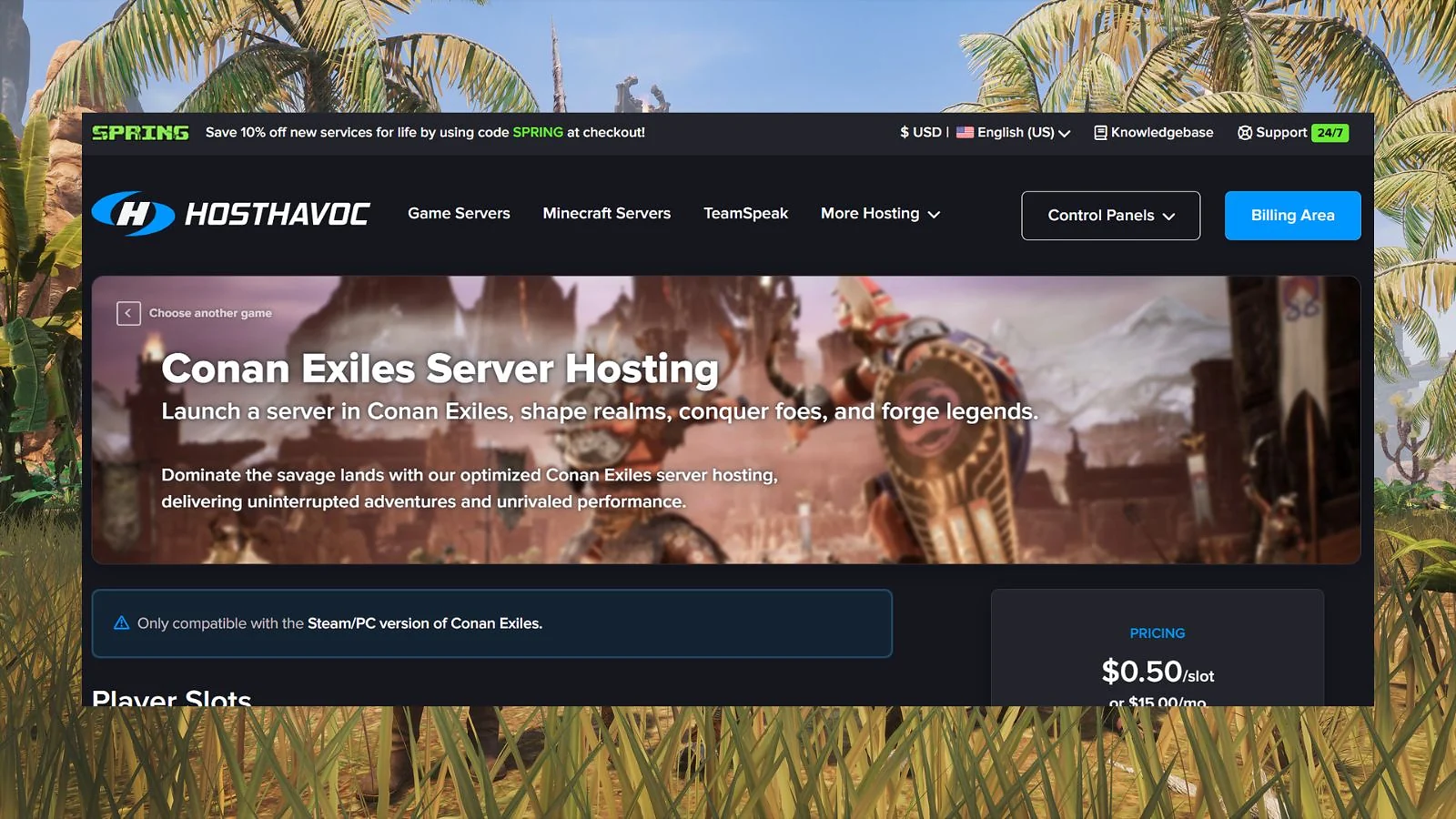 HostHavoc - Best Conan Exiles Server Hosting for Support Speed
