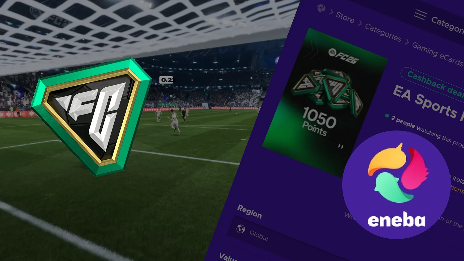 Eneba website with logo and EA sports screenshot and a FC point