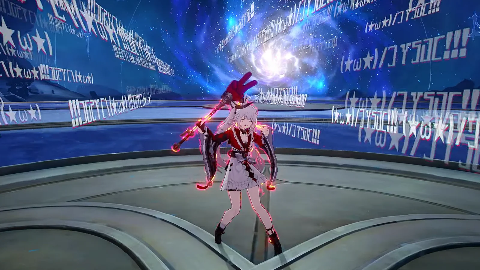 Honkai Star Rail character Sparxie performing an ability with floating digital symbols and a cosmic background