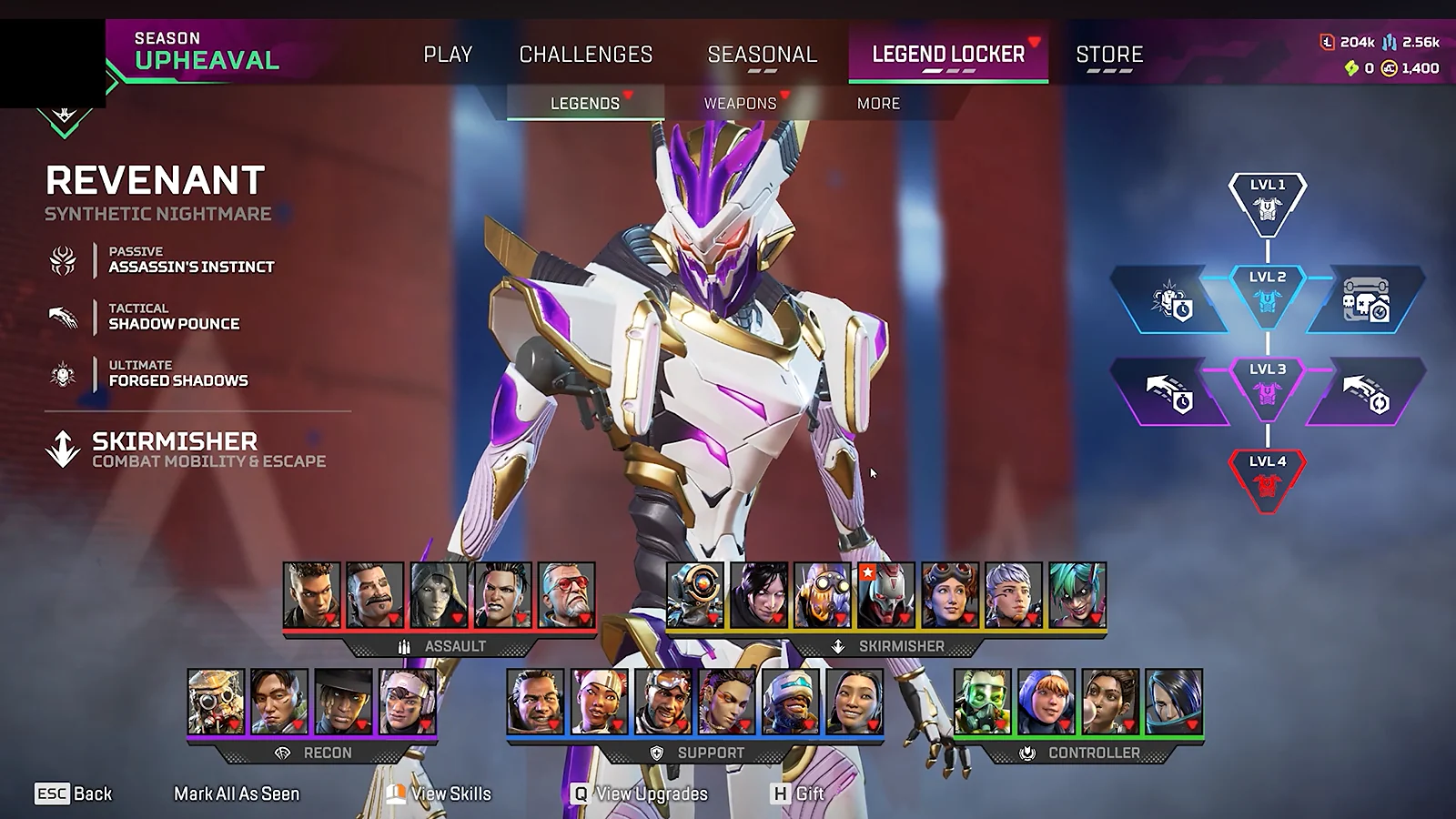 Apex Legends account menu