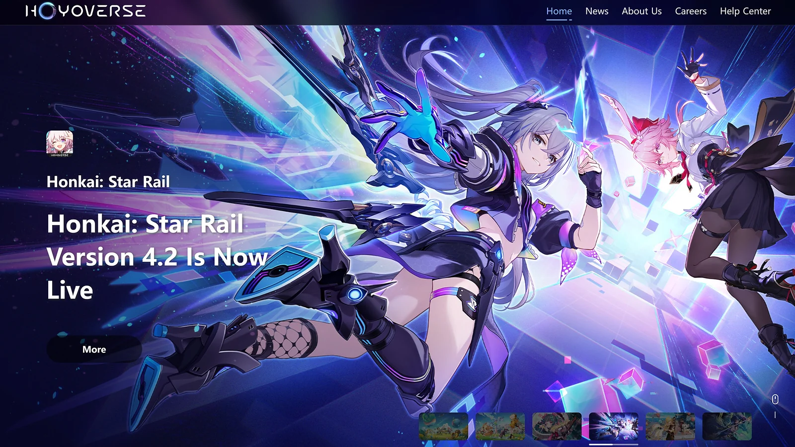 Official HoYoverse website featuring Honkai Star Rail Version 4.2 update