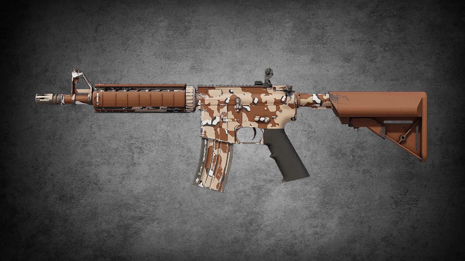 M4A4 Desert Storm skin in CS2 featuring a classic tan and brown desert camo finish