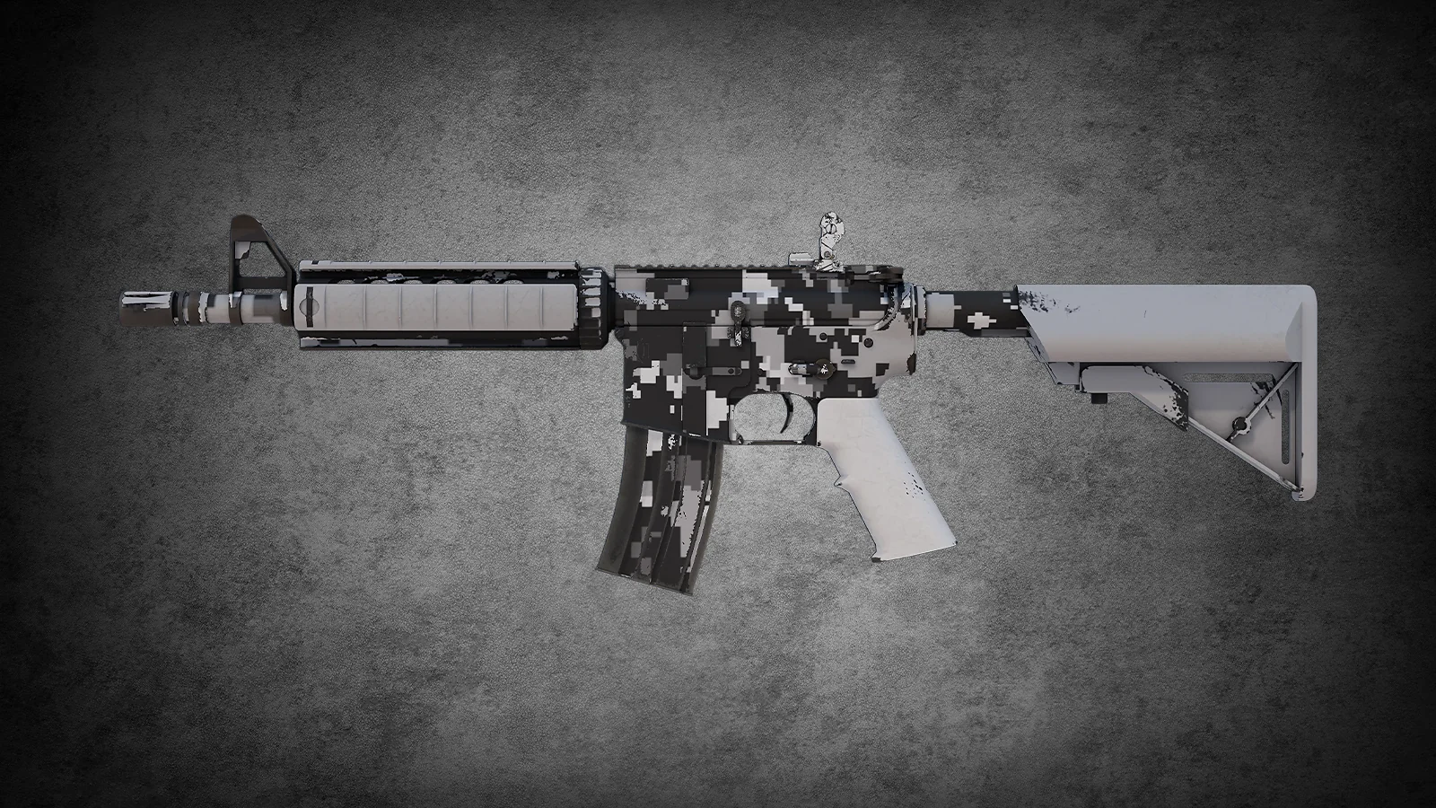 CS2 M4A4 Urban DDPAT skin with a classic grey and white digital pixelated camouflage pattern