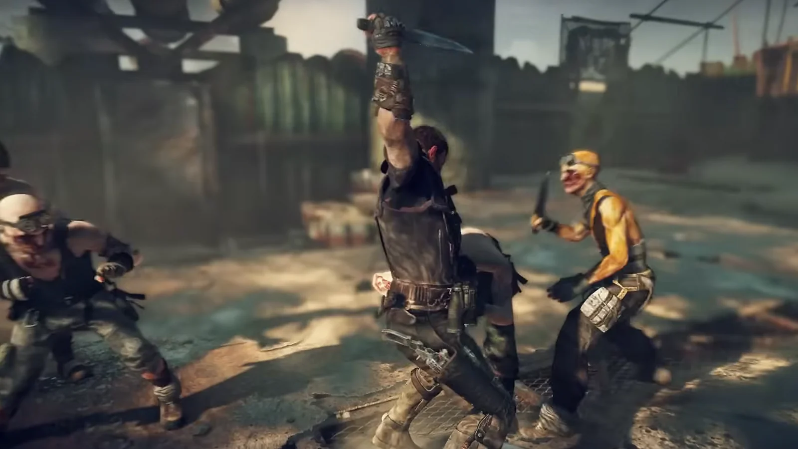 Max Rockatansky en un brutal combate cuerpo a cuerpo durante una pelea en el páramo de Mad Max