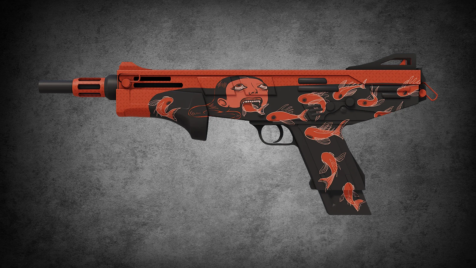 CS2 anime skin - MAG-7 Insomnia with stylized faces and orange koi fish