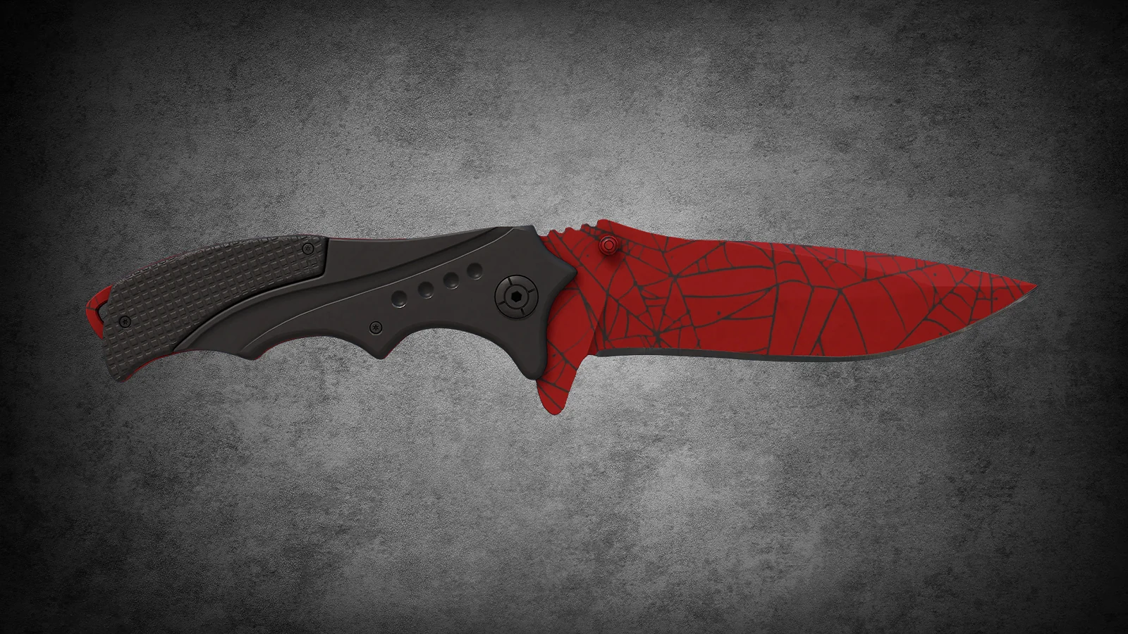 CS2 Fracture Case Knife: Nomad Knife Crimson Web skin with a red base and black spider web patterns