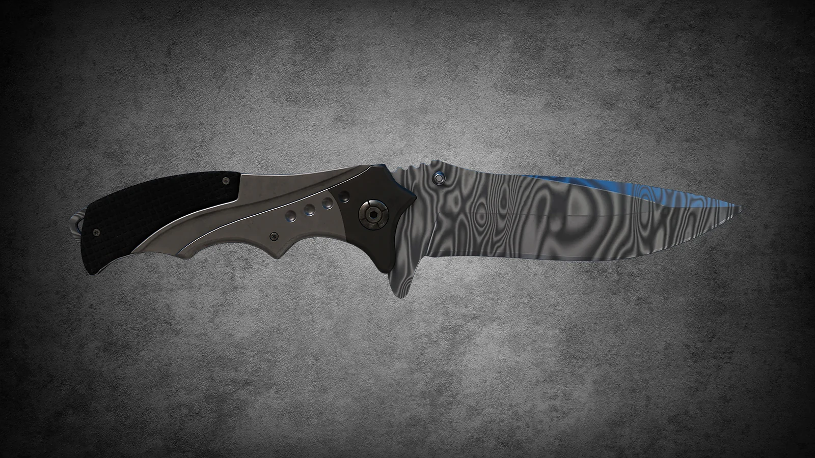 CS2 Fever Case Skin - Nomad-Messer aus Damaszenerstahl with a wavy, rippled grey and silver metal blade pattern