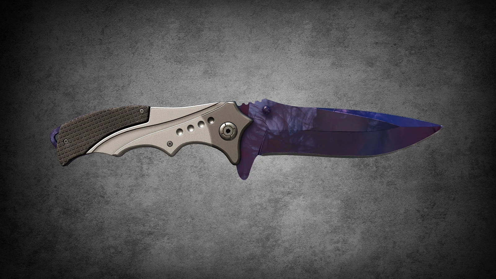 CS2 Fever Case Skin - Nomad Knife Doppler Black Pearl with a dark, smoky purple and deep blue cosmic pattern