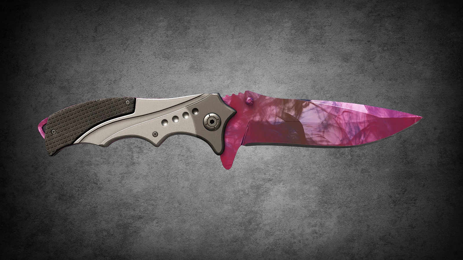 CS2 Fever Case Skin - Nomad Knife Doppler Phase 2 with a cloudy pink and dark purple swirled smoke pattern