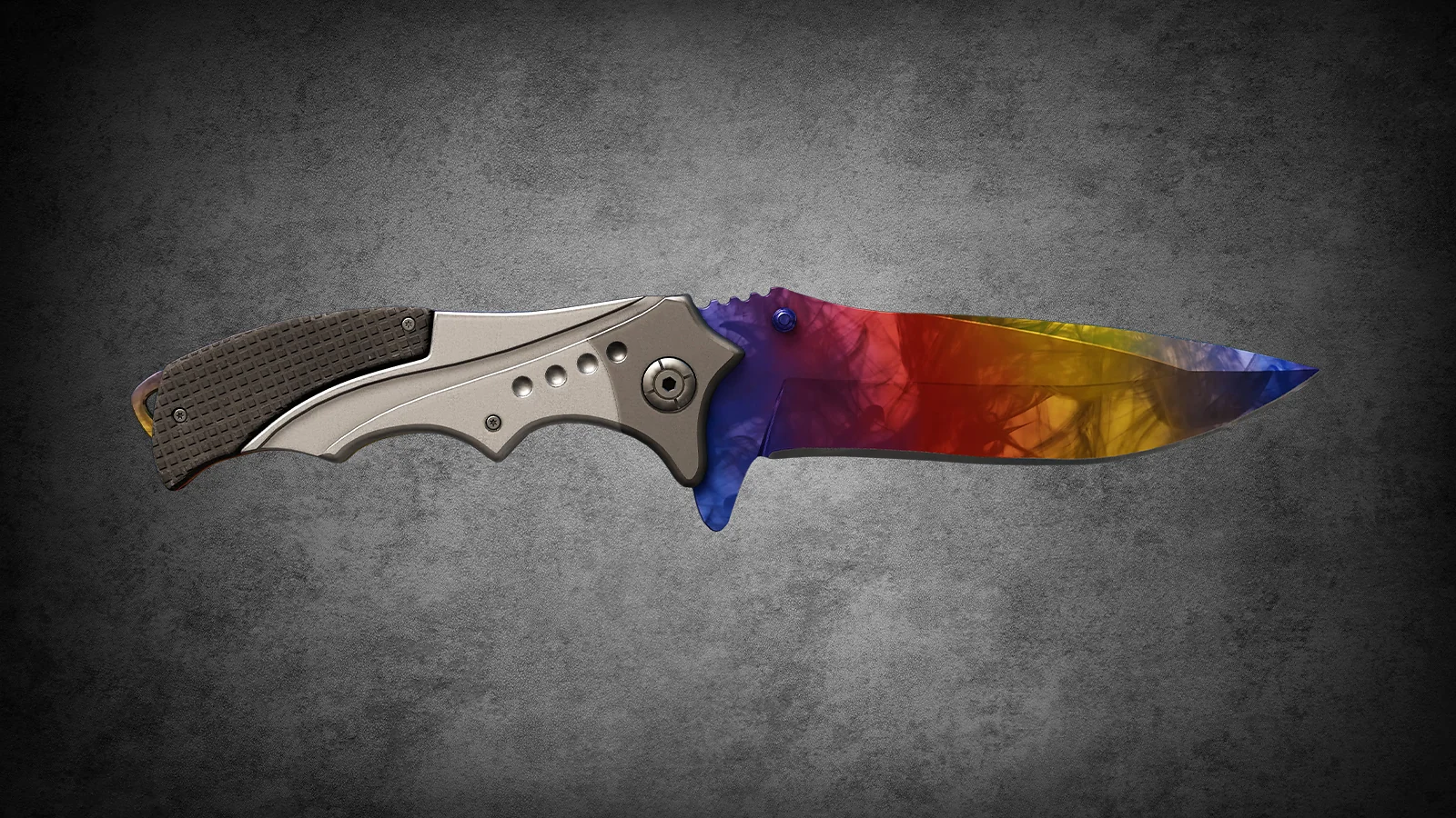 CS2 Fever Case Skin - Nomad Knife Marble Fade with a tri-color blue, red, and yellow smoke-patterned blade