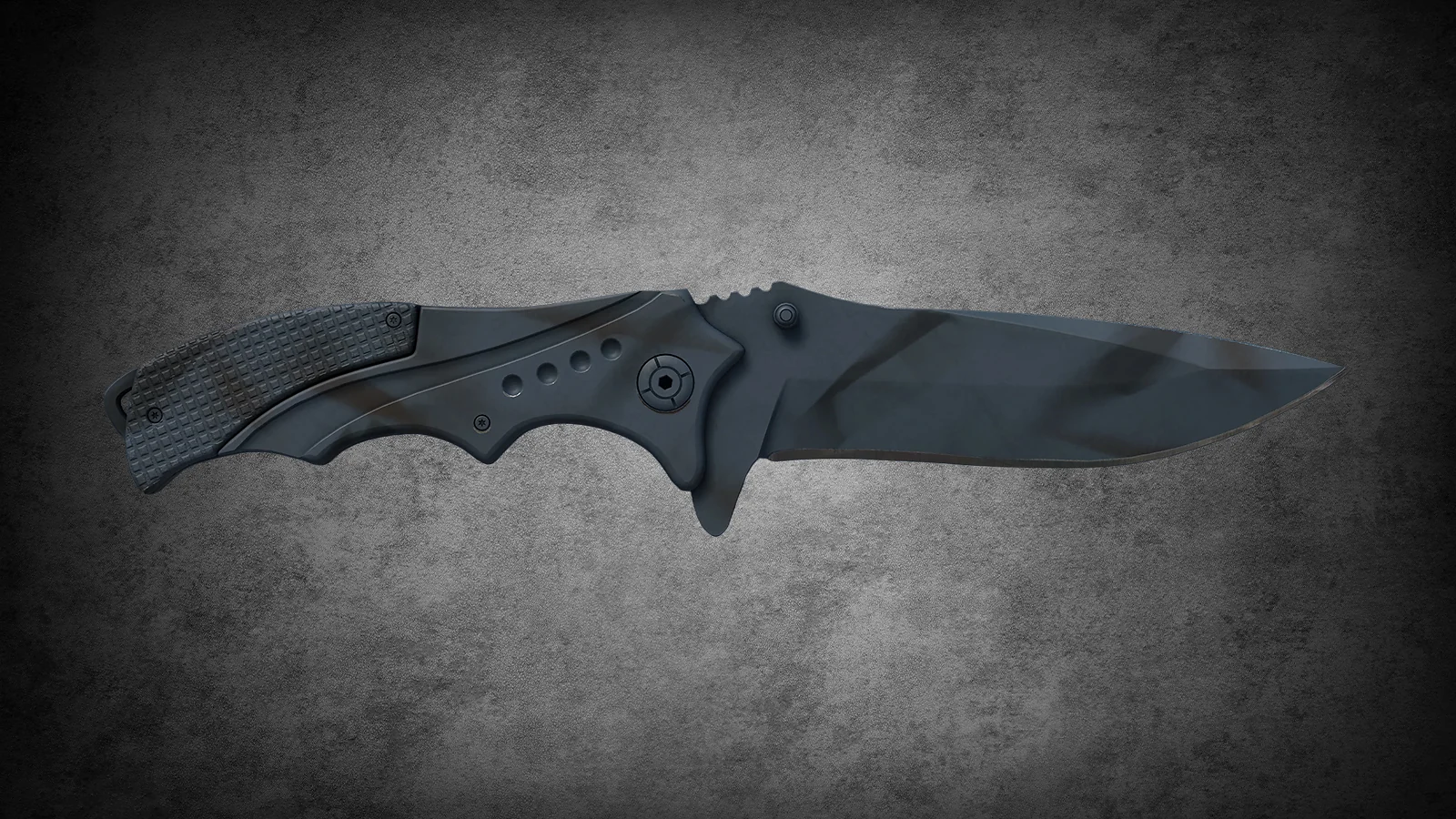 CS2 Fracture Case Knife: Nomad Knife Night Stripe skin featuring a dark, solid charcoal matte finish