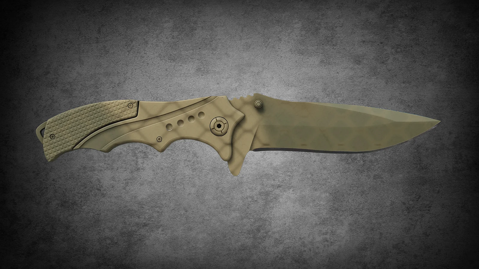 CS2 Fracture Case Knife: Nomad Knife Safari Mesh skin with a tan finish and a faint chain-link fence overlay