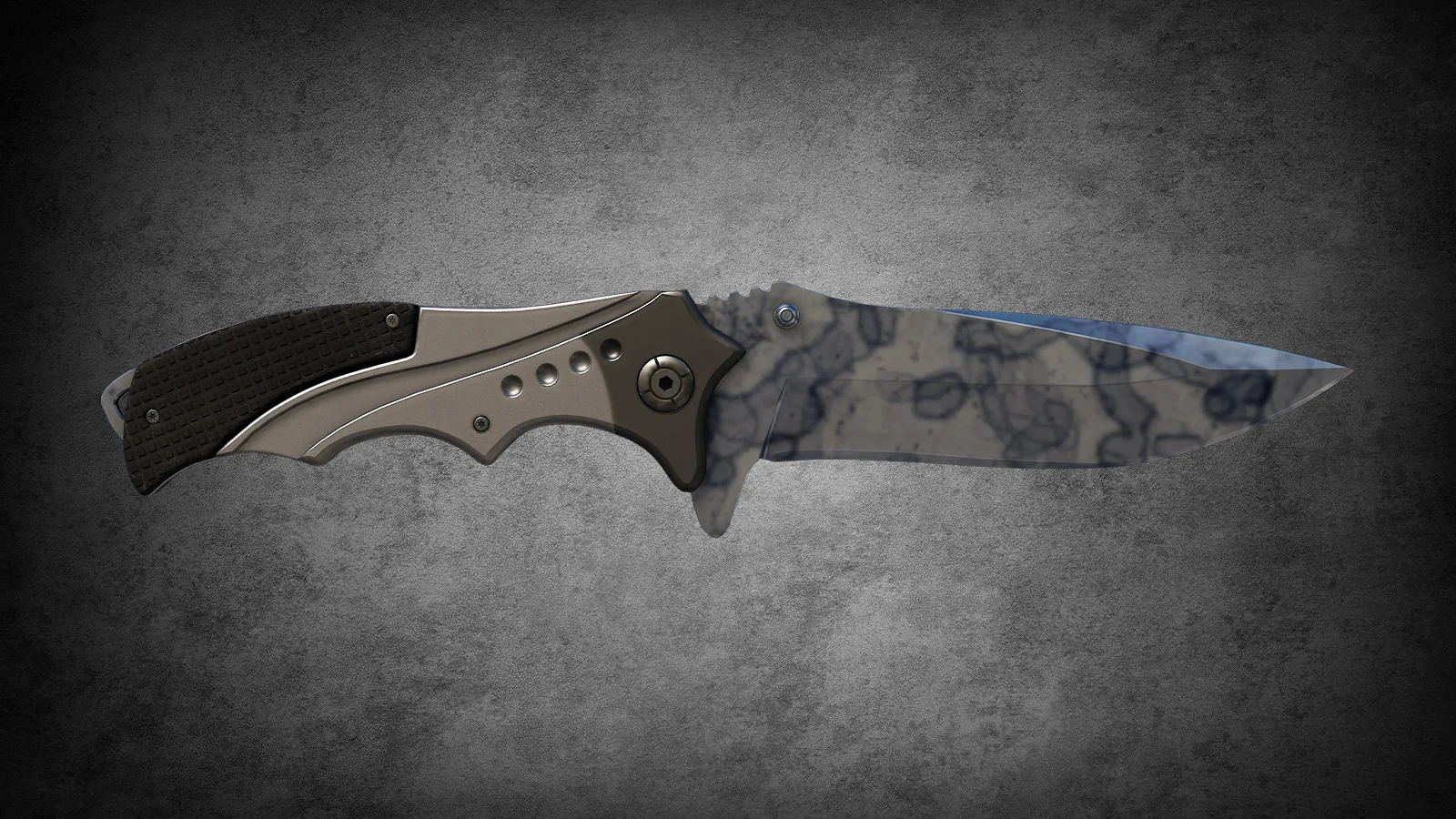 CS2 Fracture Case Knife: Nomad Knife Stained skin featuring a forced acid-wash patina on a silver blade