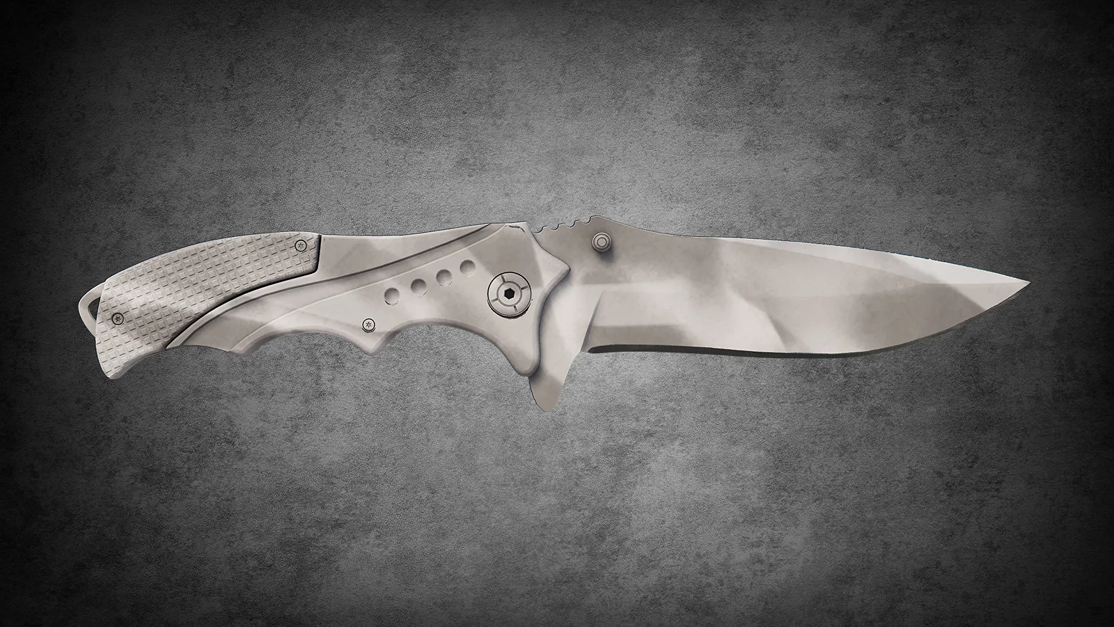 CS2 Fracture Case Knife: Nomad Knife Urban Masked skin with a white and grey spray-painted urban camo design