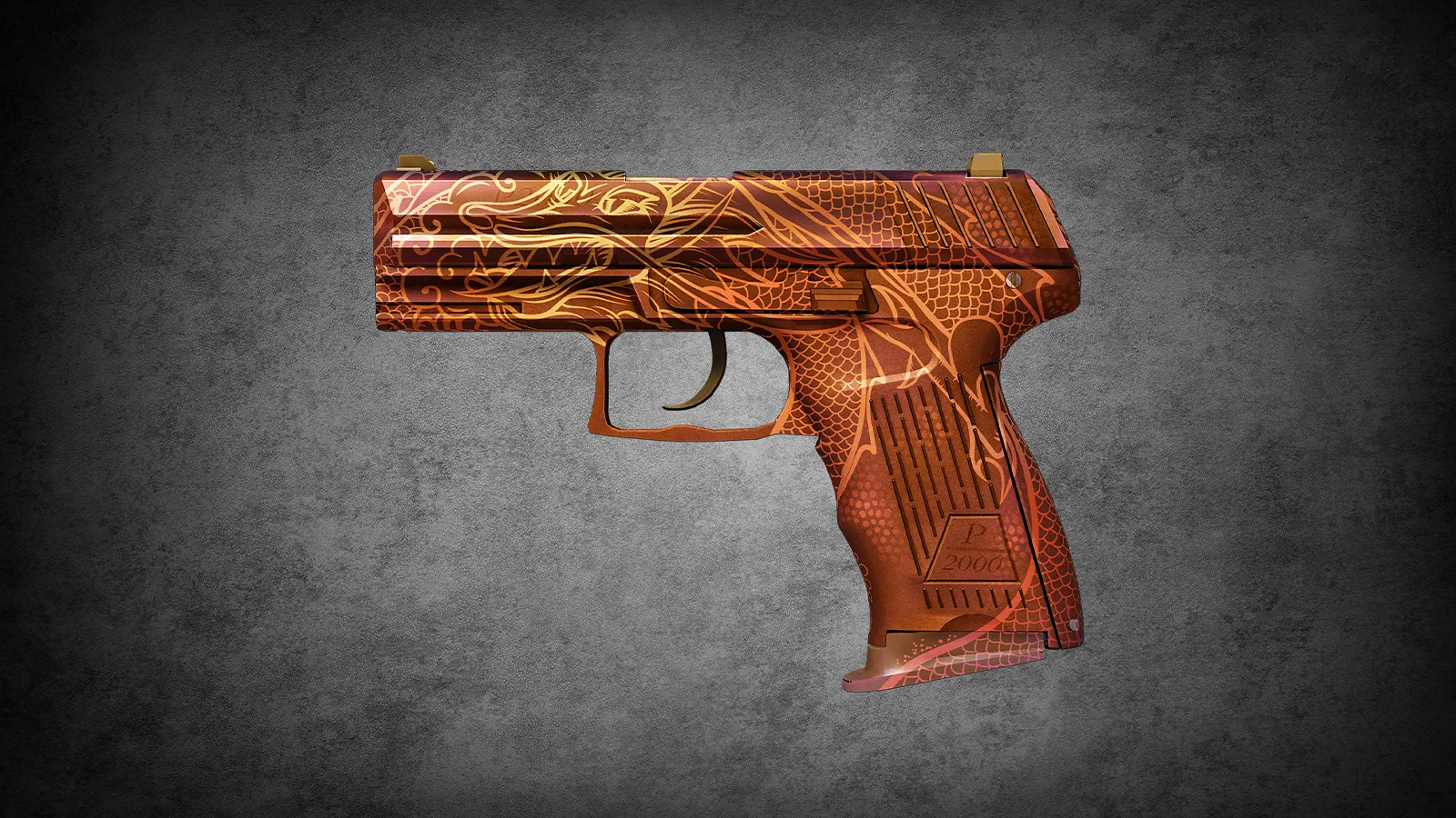 CS2 anime skin - P2000 Kaiserlicher Drache with metallic orange dragon artwork