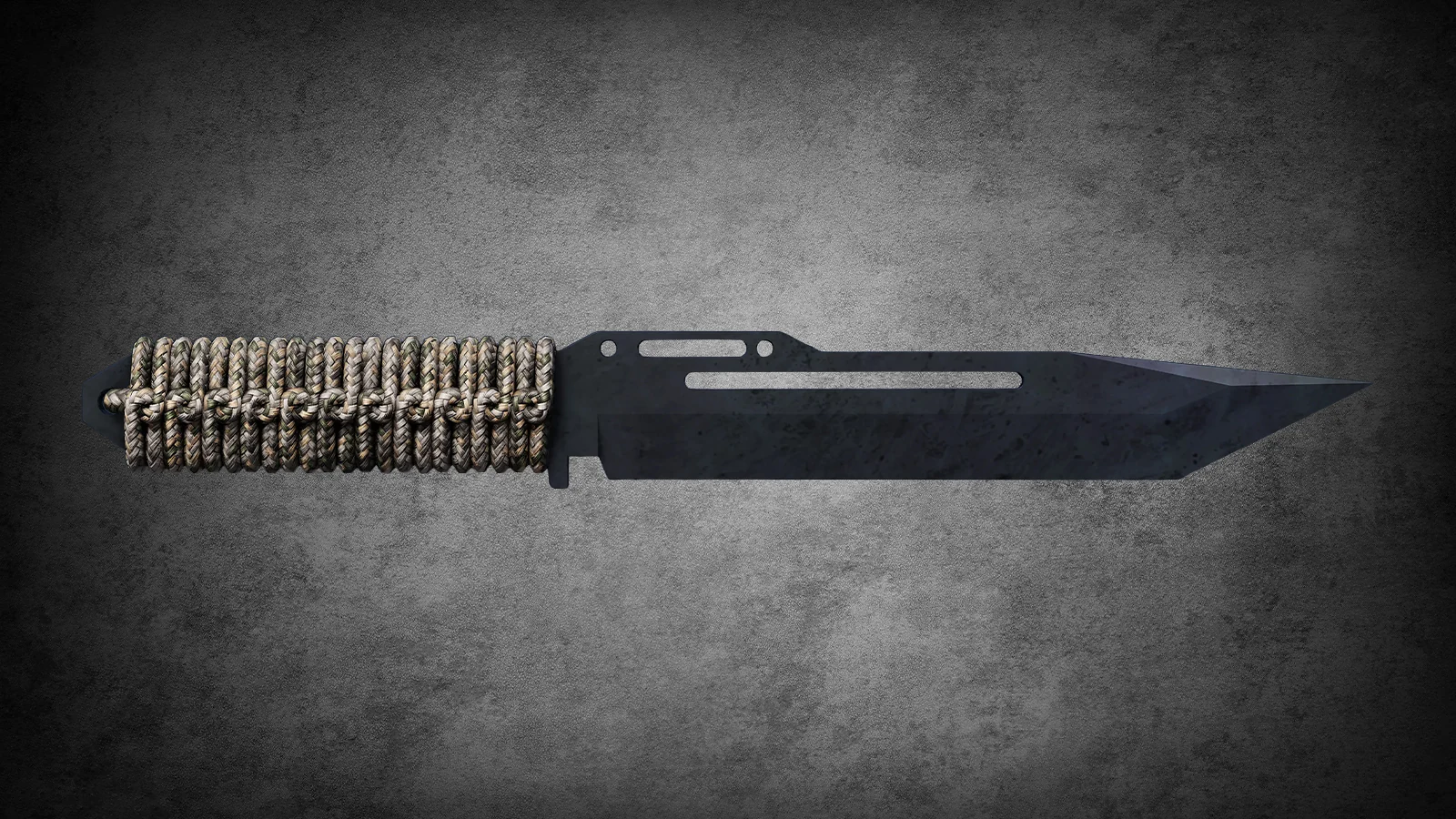 CS2 Fracture Case Knife: Paracord Knife Blue Steel skin featuring a cold, dark blue weathered steel blade