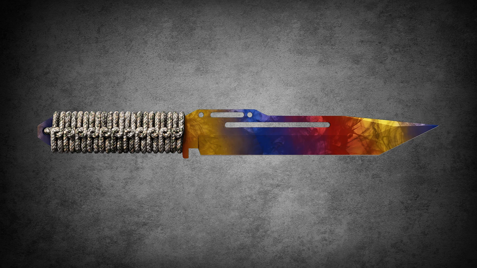 CS2 Fever Case Skin - Paracord-Messer „Marble Fade“ with a tri-color blue, red, and yellow smoke-patterned blade