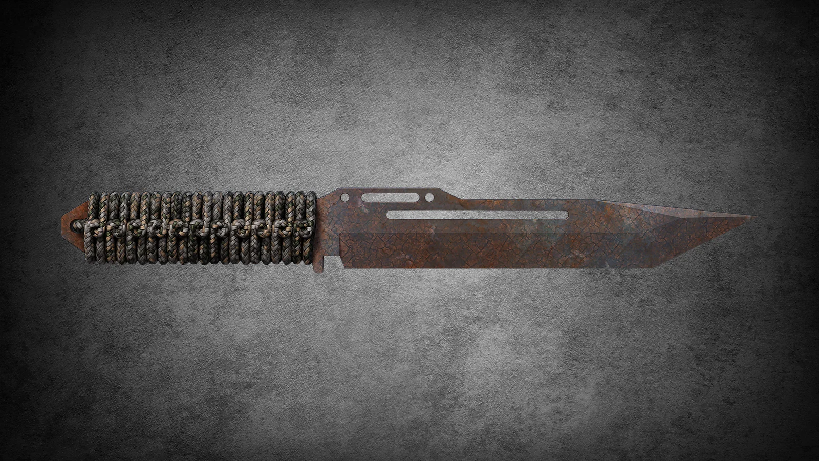 CS2 Fever Case Skin - Paracord-Messer mit Rostschicht with a weathered, textured orange and brown oxidized metal finish