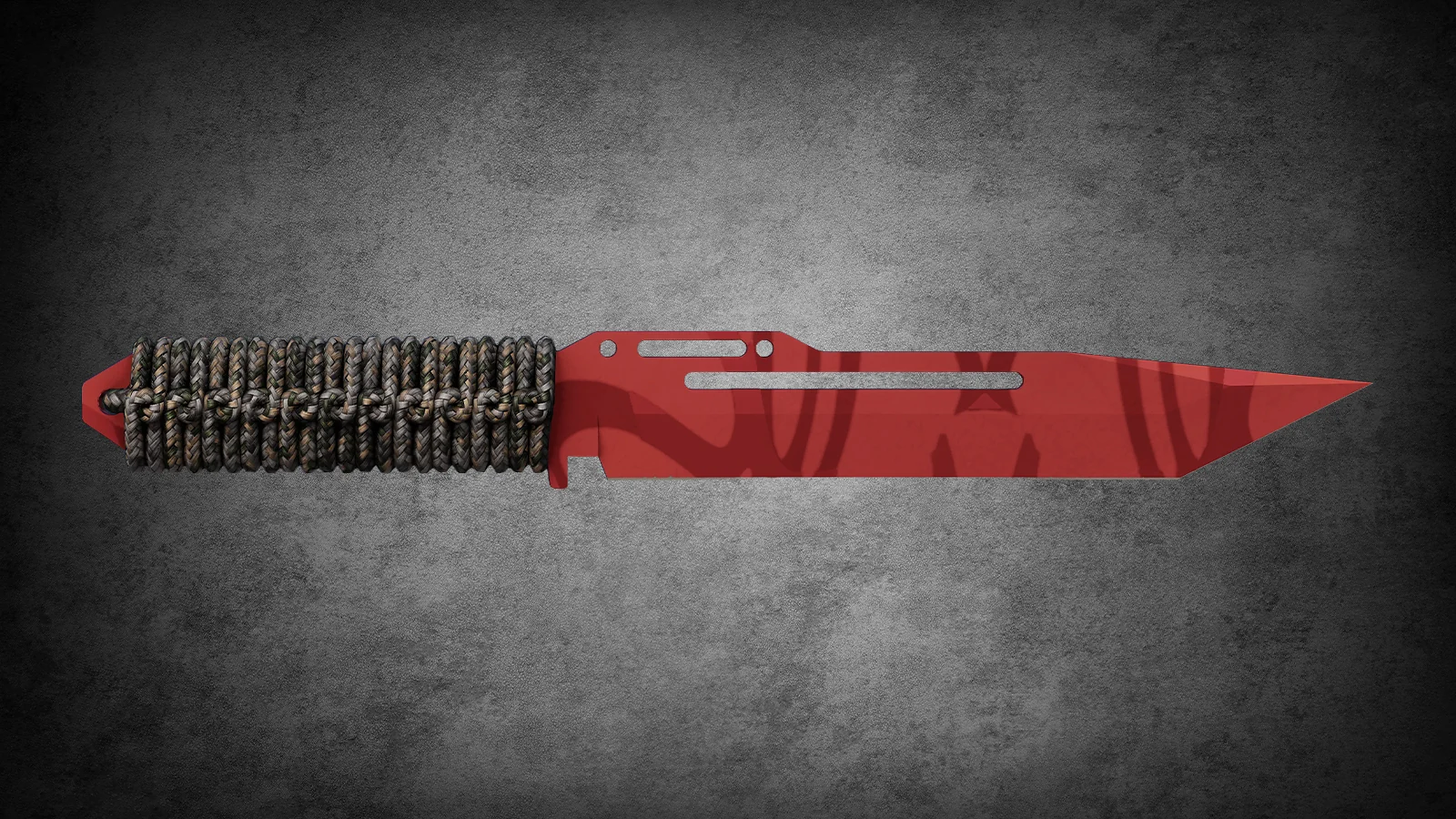CS2 Fracture Case Knife: Paracord Knife Slaughter skin with a blood-red abstract patterned blade