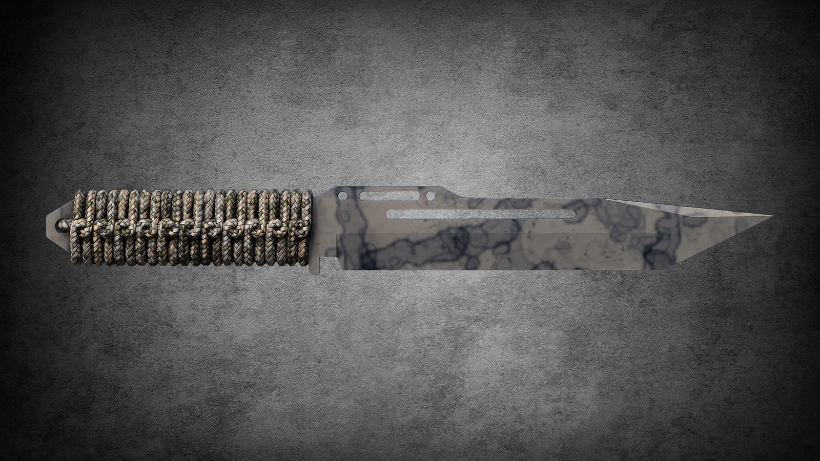 CS2 Fracture Case Knife: Paracord Knife Stained skin with a silver blade treated with a forced acid-wash