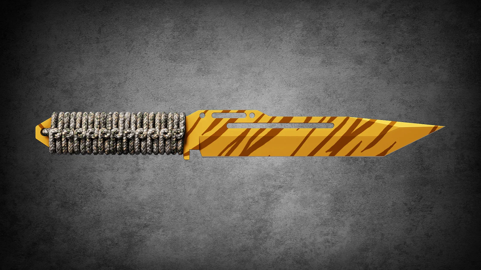 CS2 Fever Case Skin - Paracord-Messer „Tiger Tooth“ featuring a polished gold blade with dark orange tiger stripes