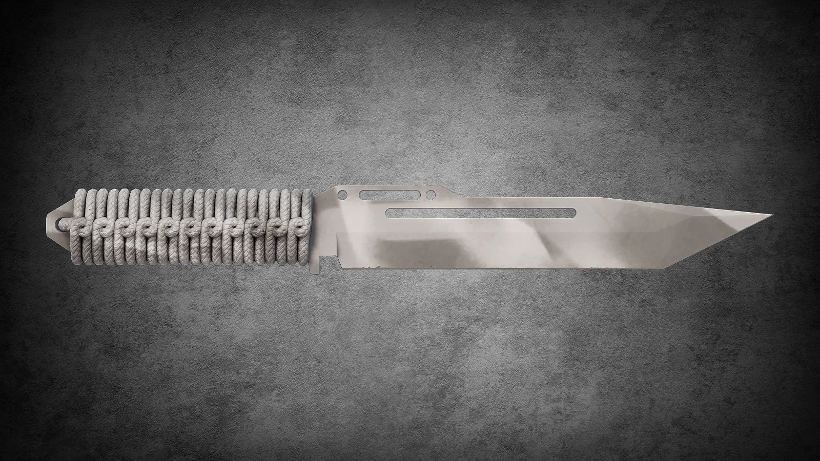 CS2 Fracture Case Knife: Paracord Knife Urban Masked skin featuring a white and grey urban camo blade and grey cord