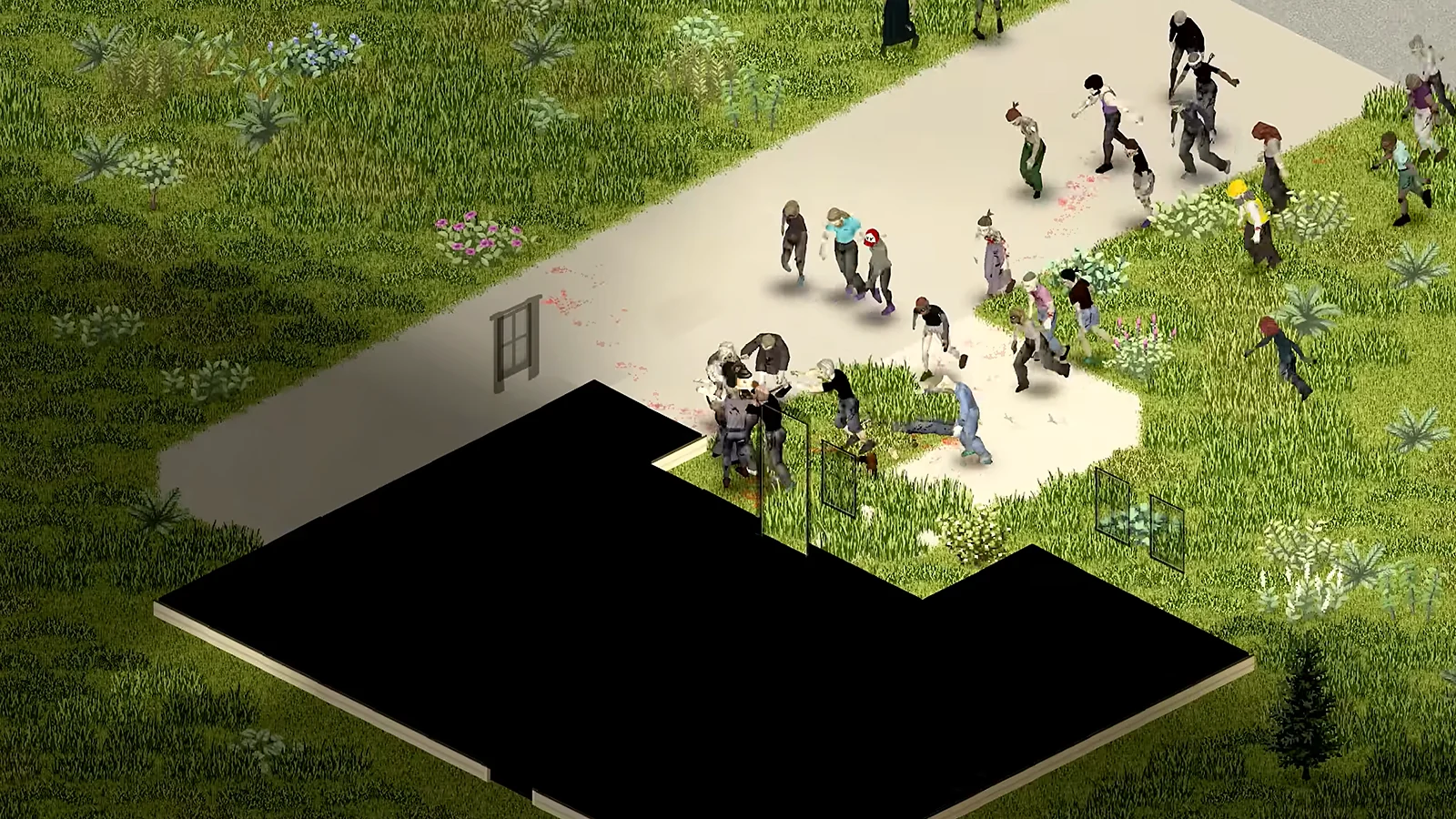 Projekt Zomboid zombies in the yard