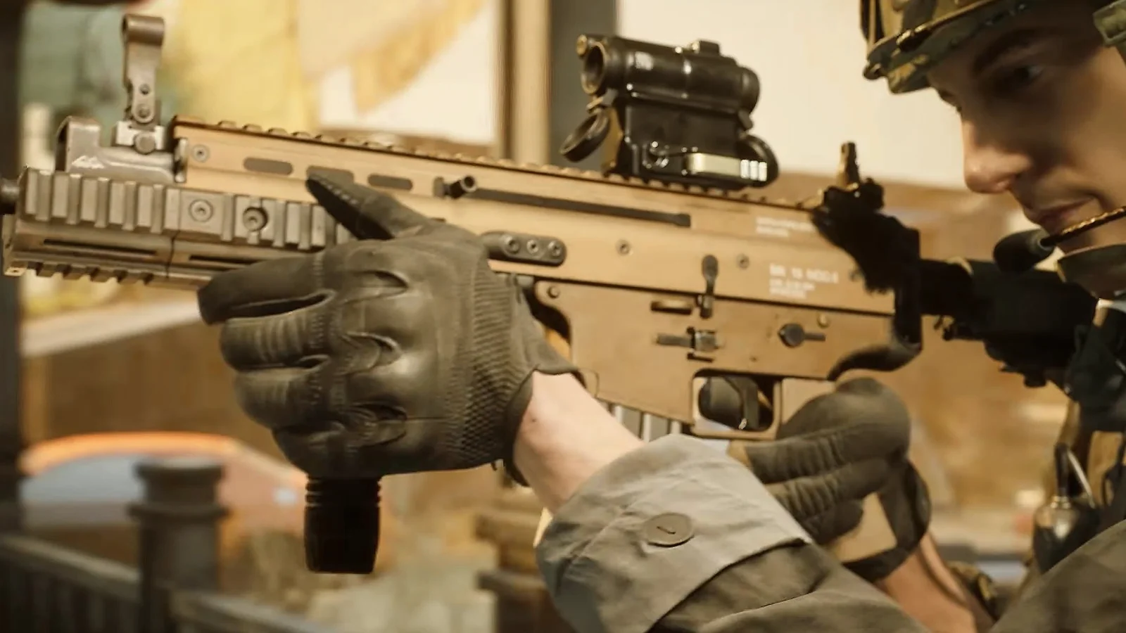 A soldier with a gun