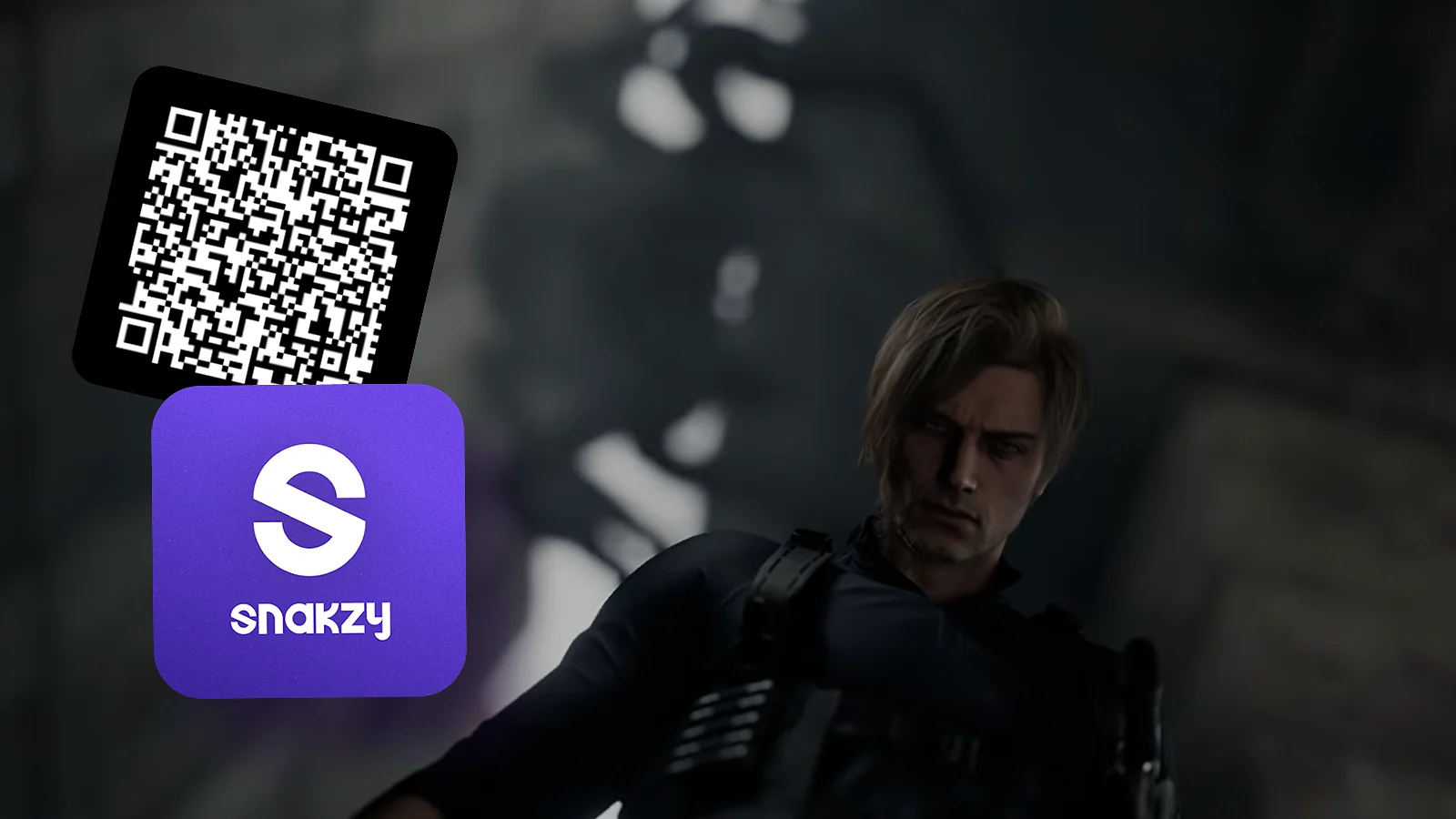 Resident evil requiem - Leon, snakzy logo and qr code