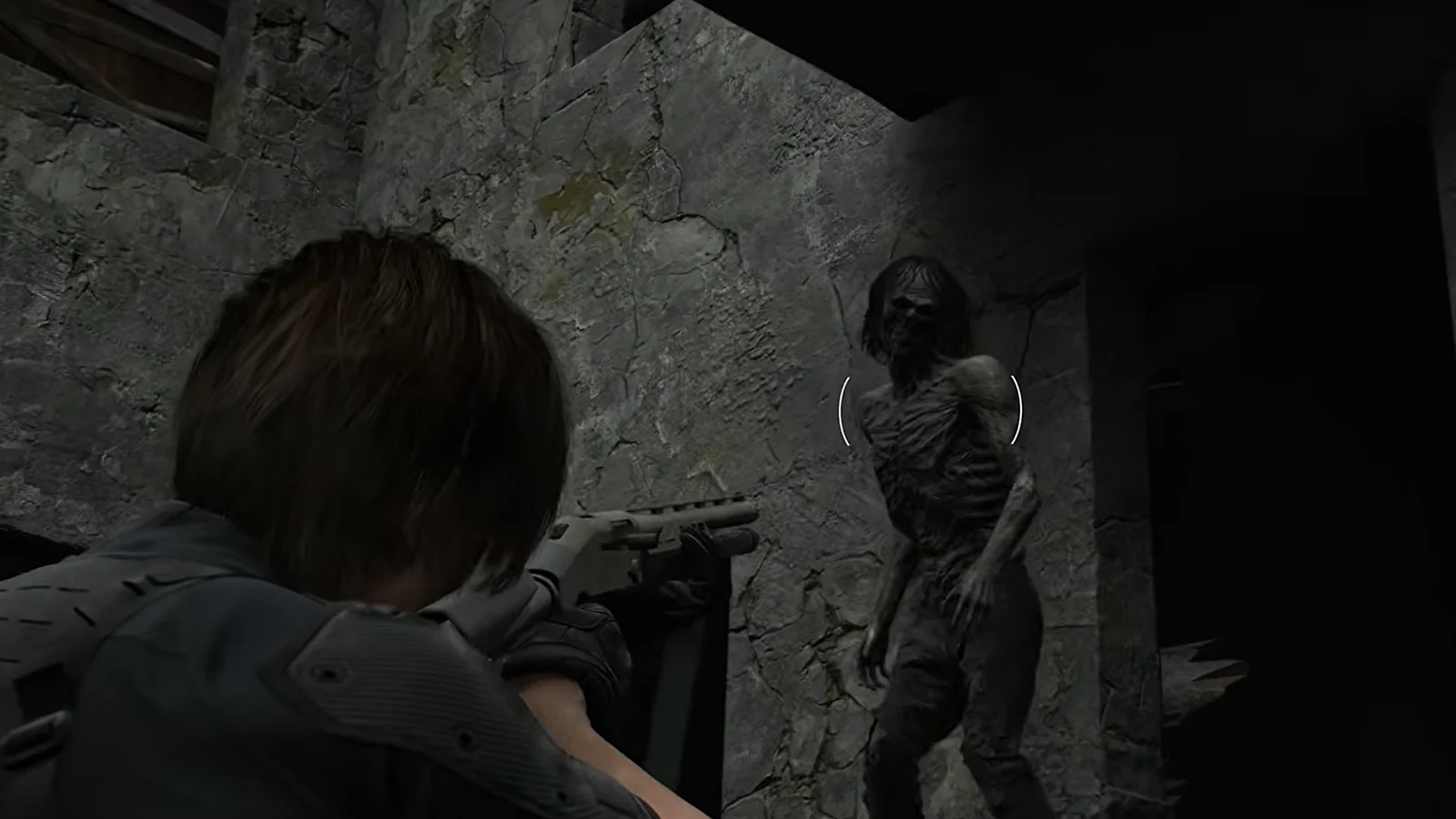 Resident Evil Requiem Zombie held at gunpoint