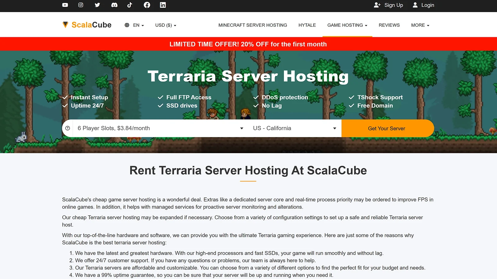 ScalaCube - Cheapest Terraria Server Hosting