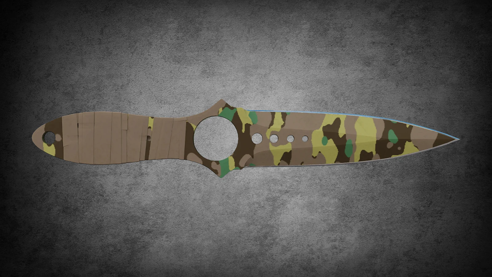 CS2 Fracture Case Knife: Skeleton Knife Boreal Forest skin with woodland camo and tan tape-wrapped handle