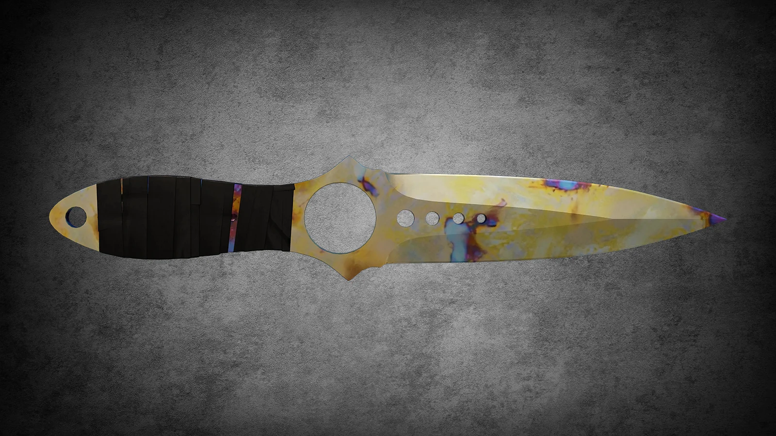 CS2 Fracture Case Knife: Skeleton Knife Case Hardened skin with a unique blue and gold oil-slick finish