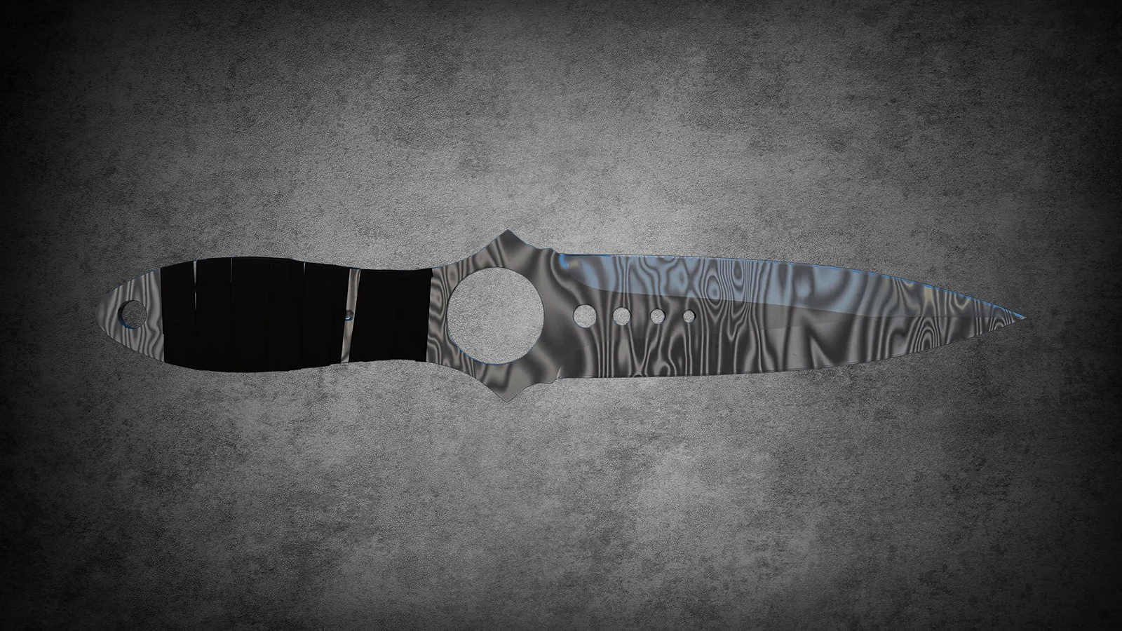CS2 Fever Case Skin - Skelettmesser aus Damaszenerstahl with a wavy, rippled grey and silver metal blade pattern