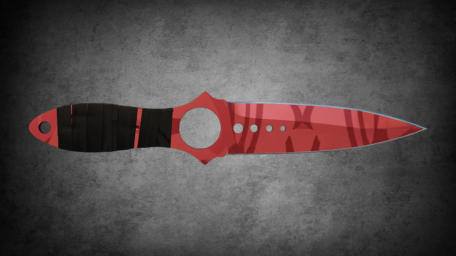 CS2 Fracture Case Knife: Skeleton Knife Slaughter skin with a red abstract pattern and black tape handle