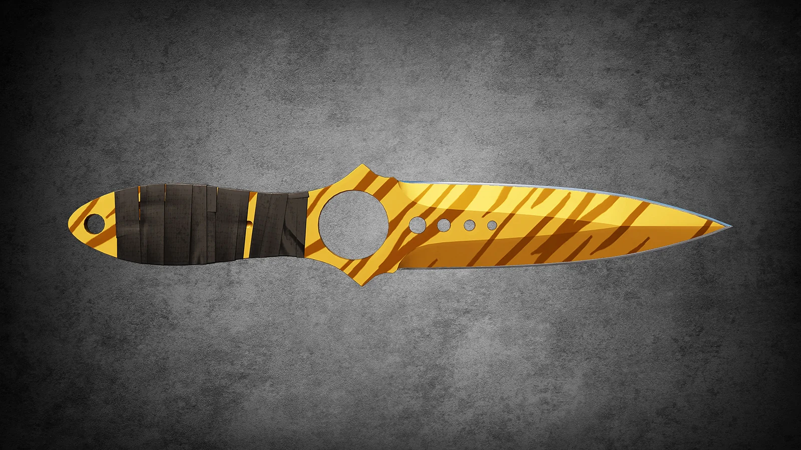 CS2 Fever Case Skin - Skelettmesser Tigerzahn featuring a polished gold blade with dark orange tiger stripes