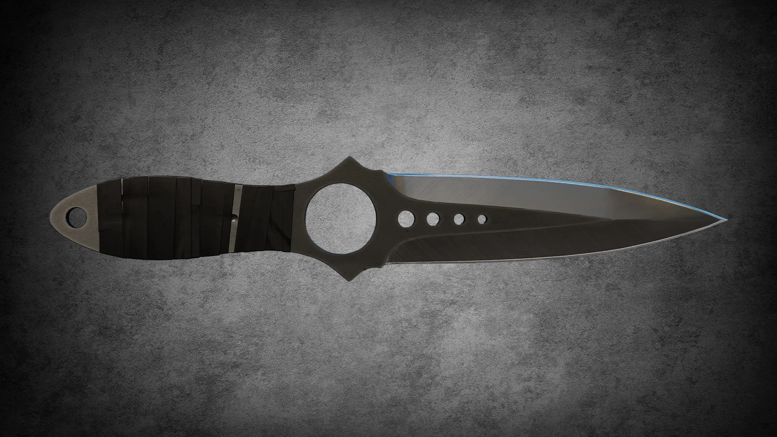 CS2 Fracture Case Knife: Skeleton Knife Vanilla featuring a dark unpainted steel finish and black tape grip