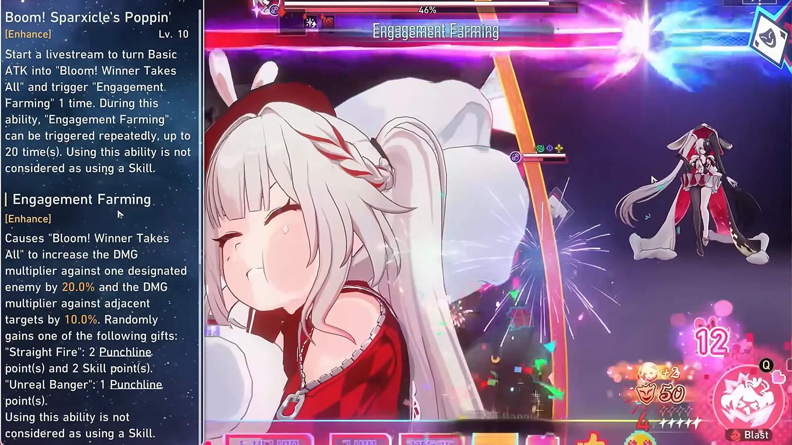 Sparxie's skill descriptions for Boom! Sparxicle's Poppin' and Engagement Farming in Honkai: Star Rail