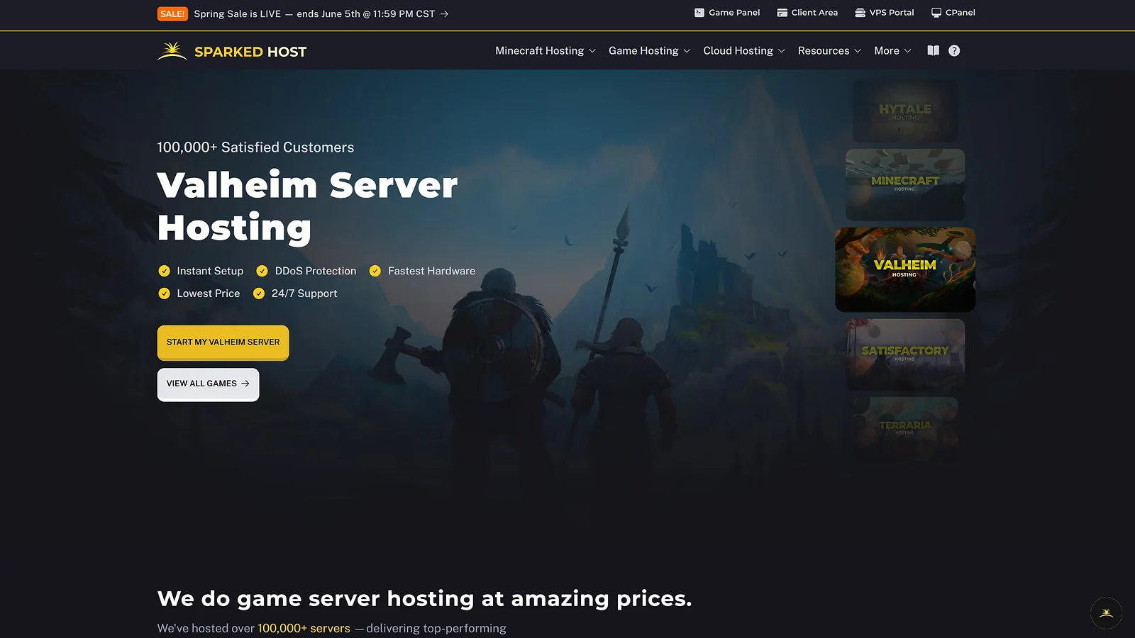 Sparked Host: Valheim Server Hosting with instant setup and DDoS protection