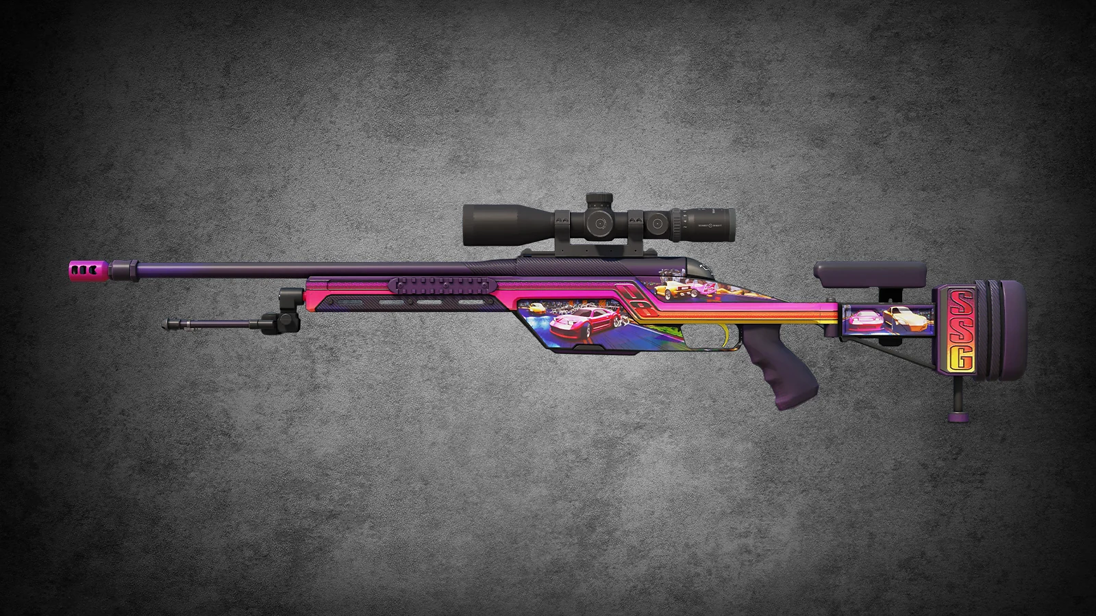 CS2 anime skin - SSG 08 Turbo Peek with 90s racing anime graphics
