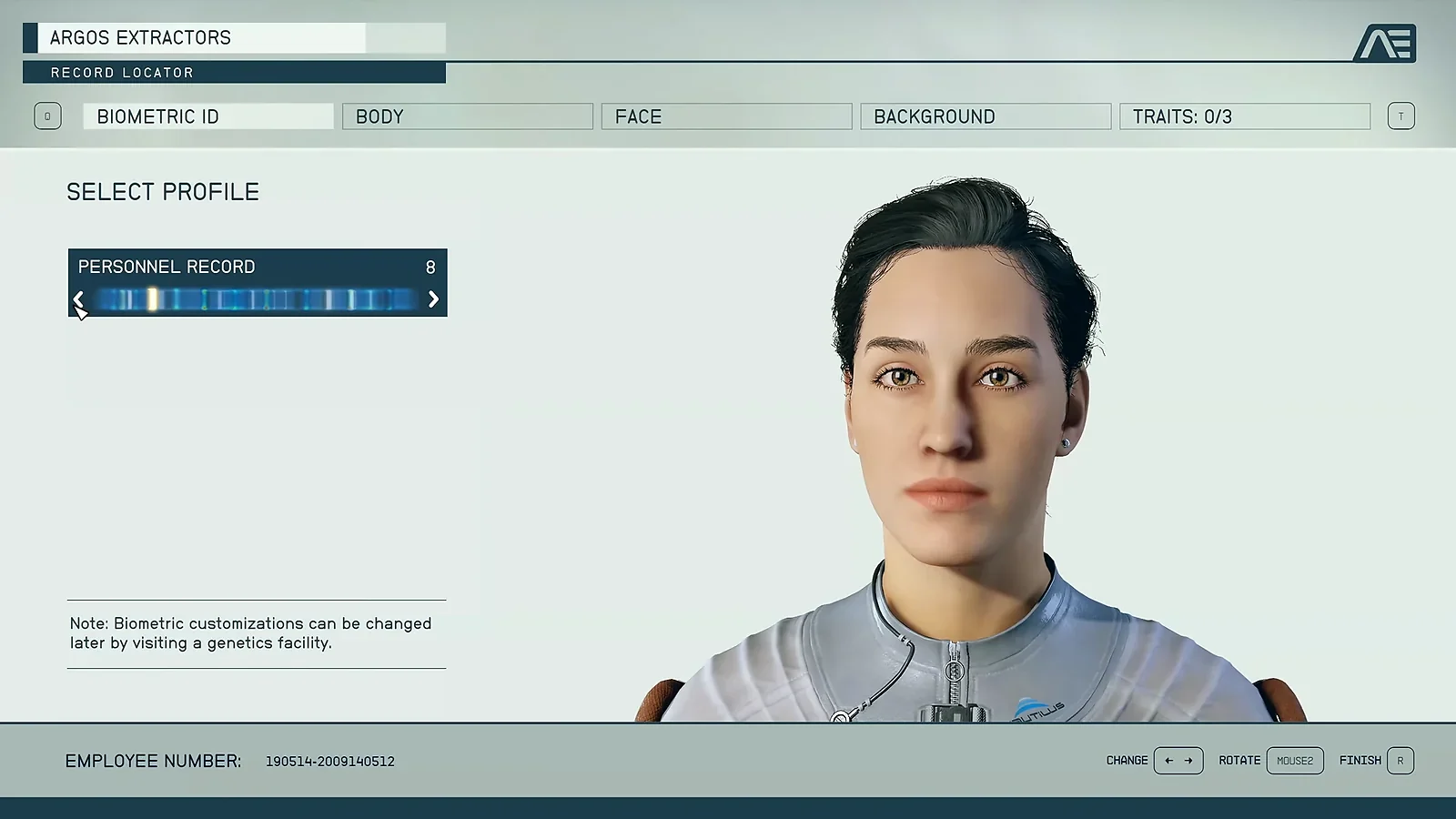 customization screen